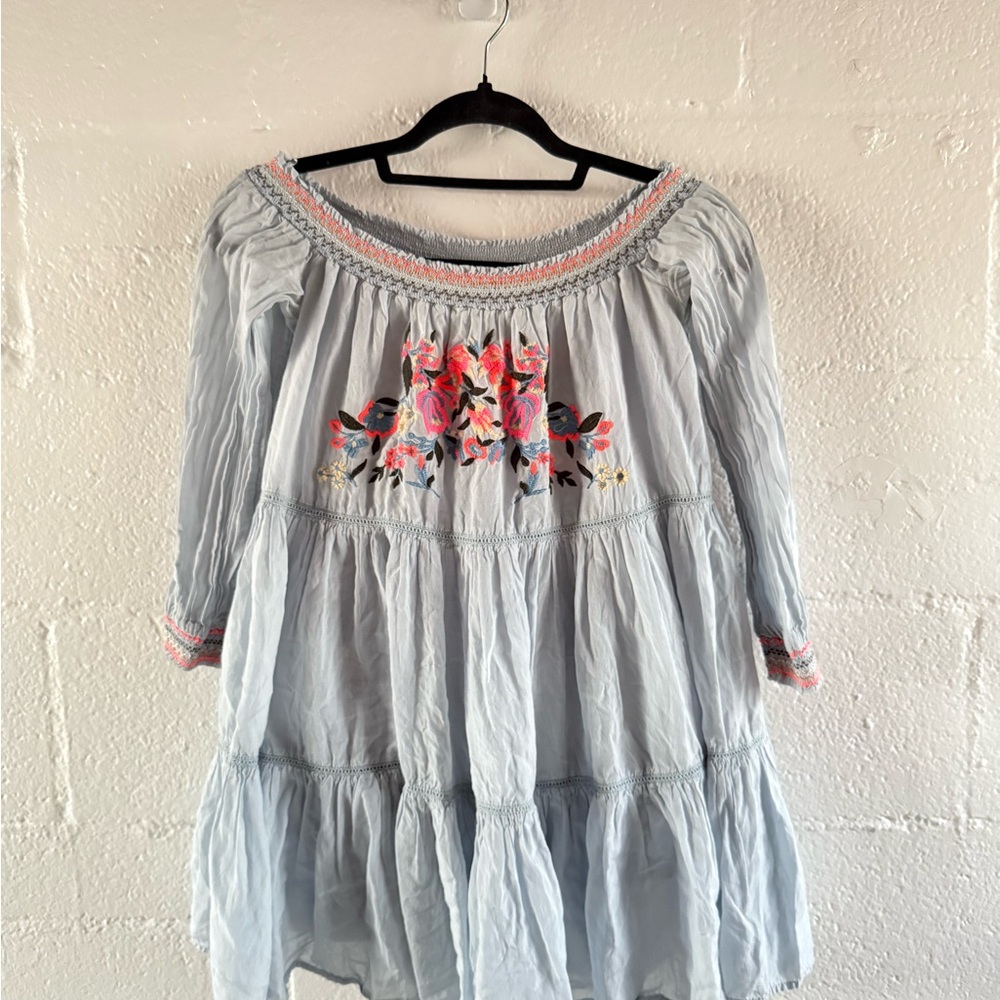 Free People Light Blue Floral Mini Dress - Sunbeams Mini Dress